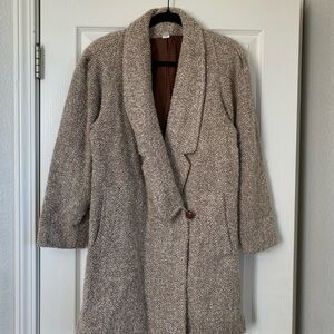 American Vintage Beige Herringbone Pea Coat